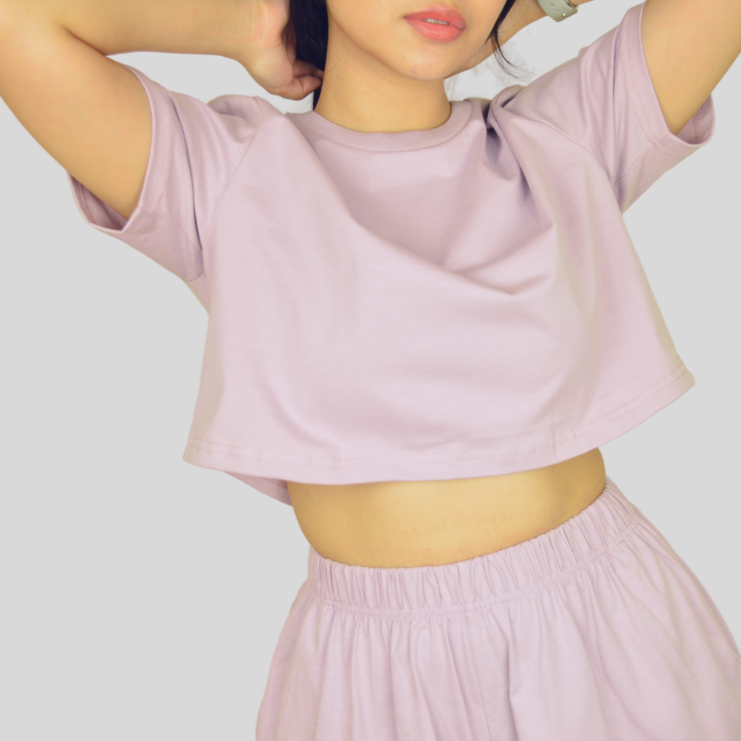 CROPPED BOYFRIEND SHIRT IN BURNISHED LILAC