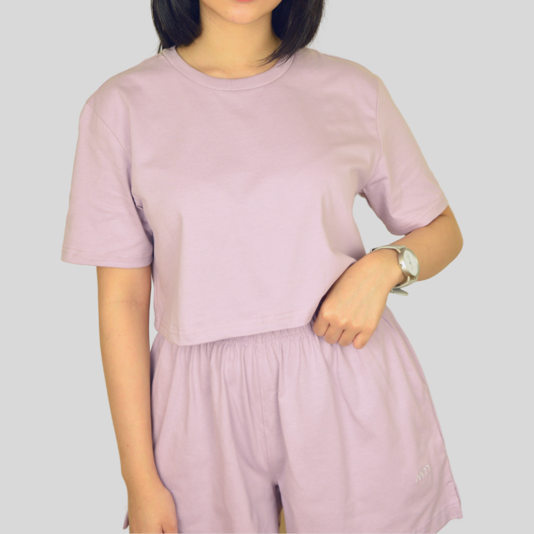 CROPPED BOYFRIEND SHIRT IN BURNISHED LILAC